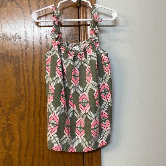 Carter's Other - CARTERS UGC Girls Size 6 Pink Green Geometric Tank Top Bow detail